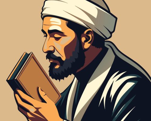 pious-man-holding-kissing-religion-books-art-illustration-free-vector